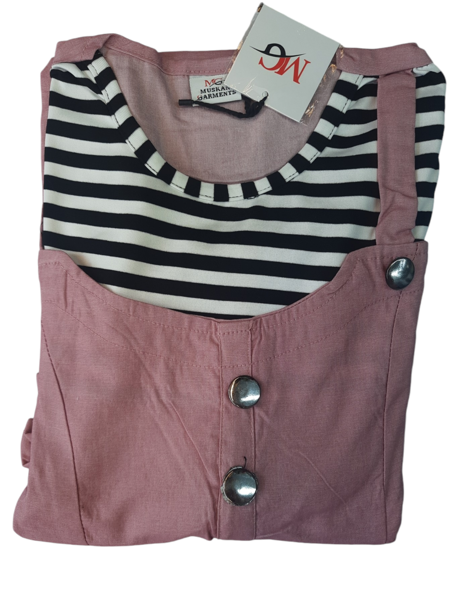 Striped Attached Jumpsuit Without Frill