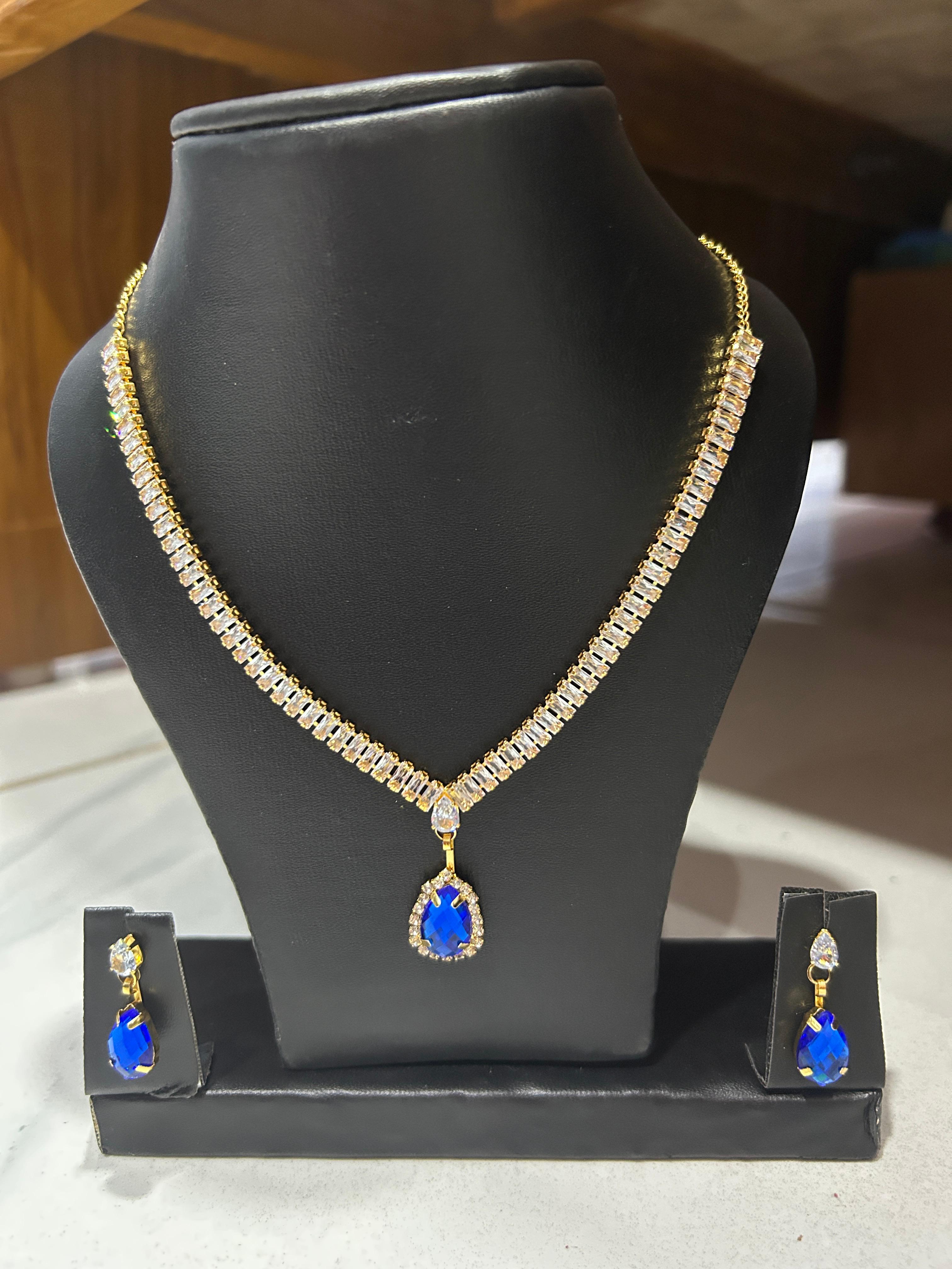 Elegant Blue Stone Jewelry Set