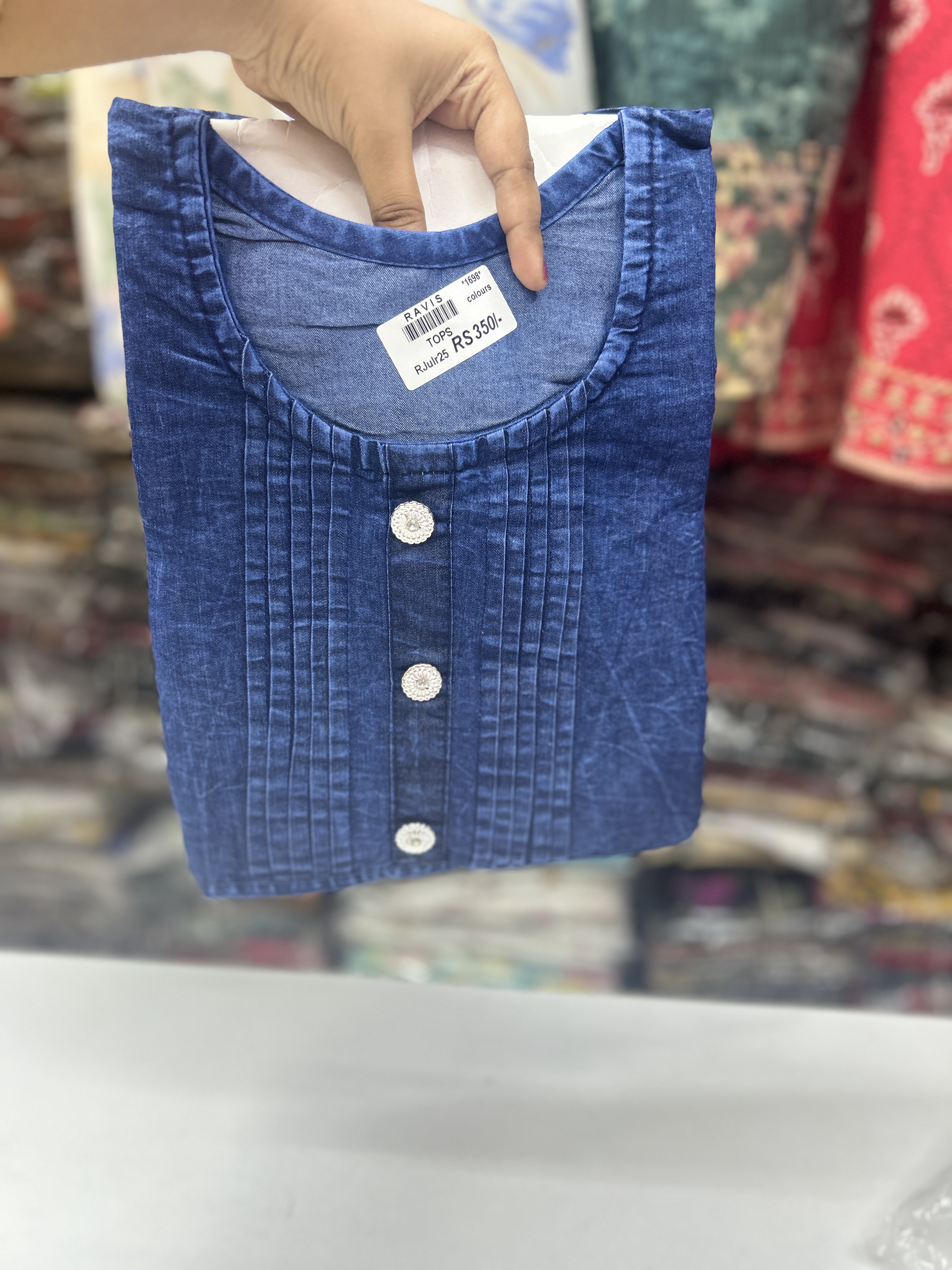 Jean Material Top