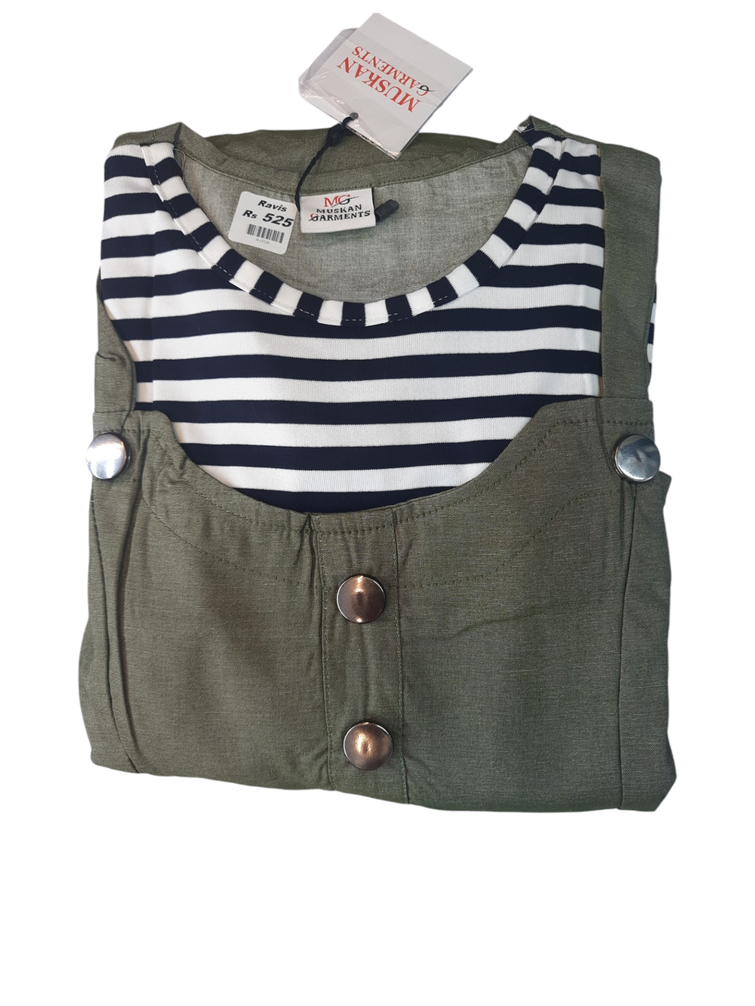 Striped Attached Jumpsuit Without Frill