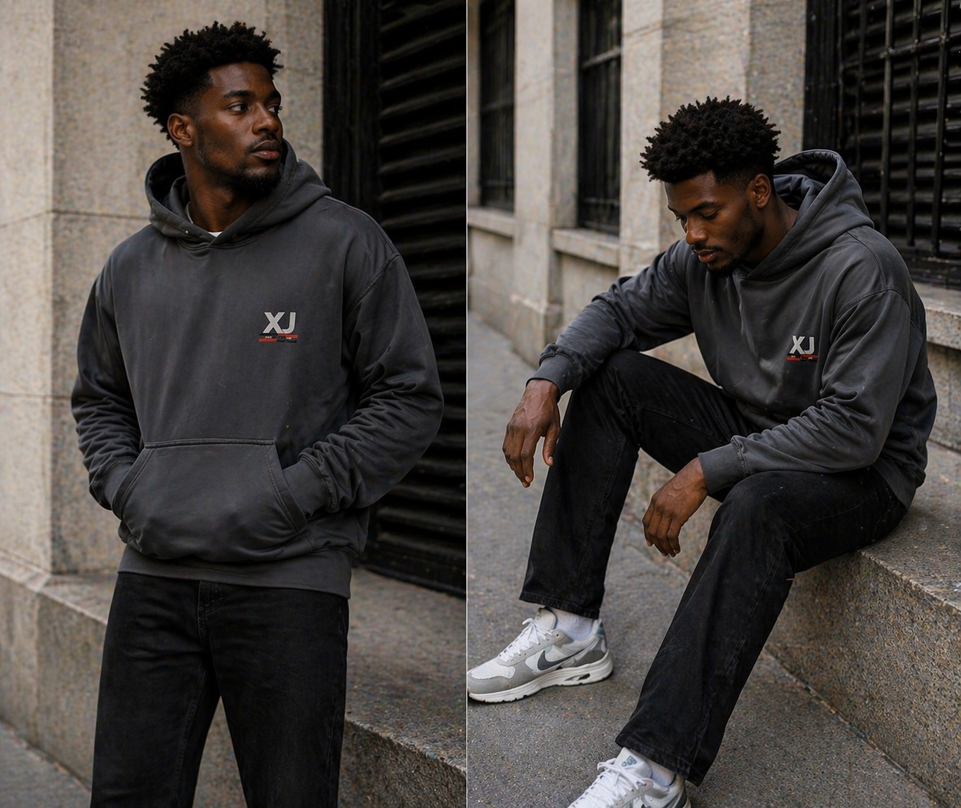 Sweat à capuche XJ gris