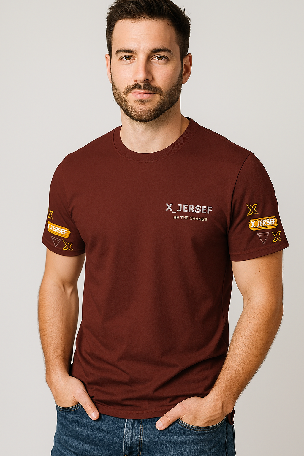 T-shirt X Jersef rouge cramoisi coton