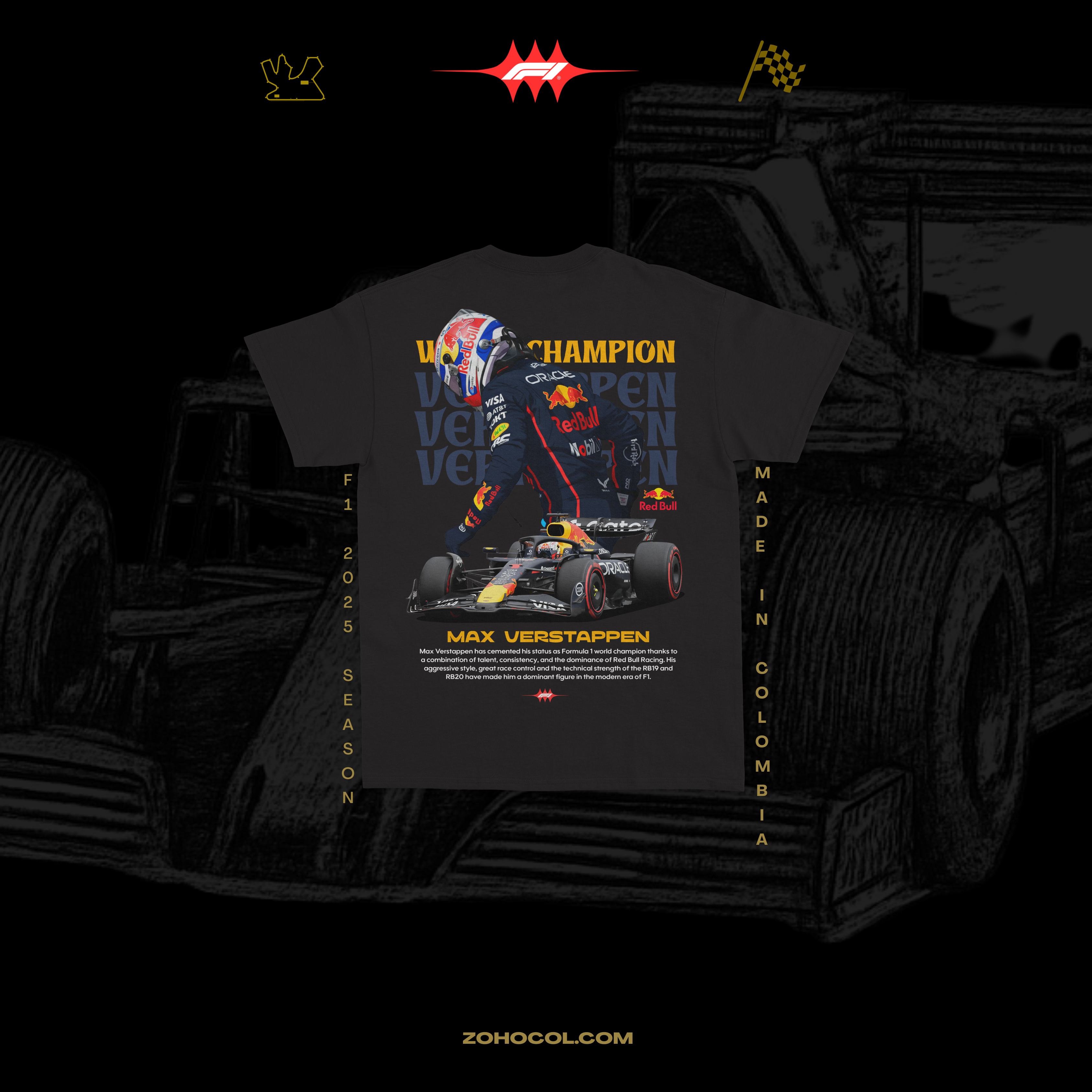 Camiseta Max Verstappen Campeón F1
