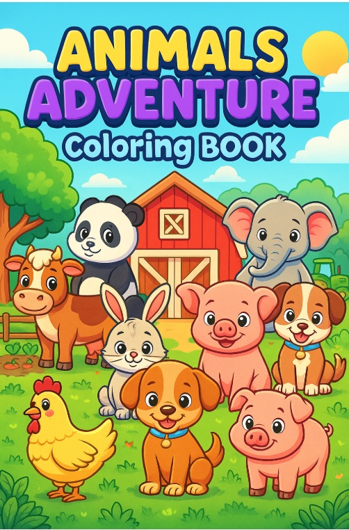 Animals Adventure Coloring Book