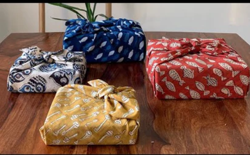 INTERBEST |Reusable Fabric Gift Wraps (Bandhani, Block Print)