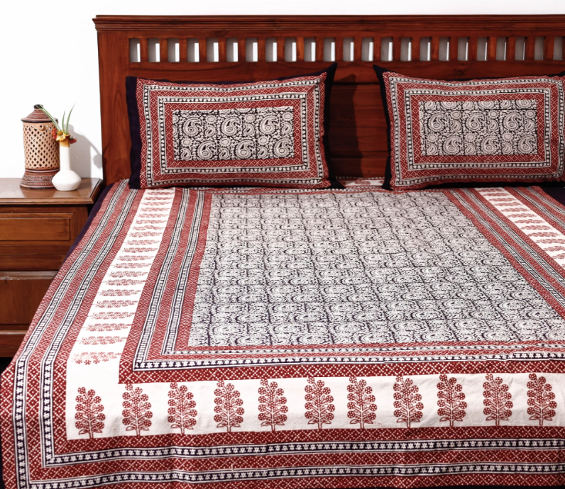 INTERBEST | Block-printed Bedsheets (Single Size, Lightweight)