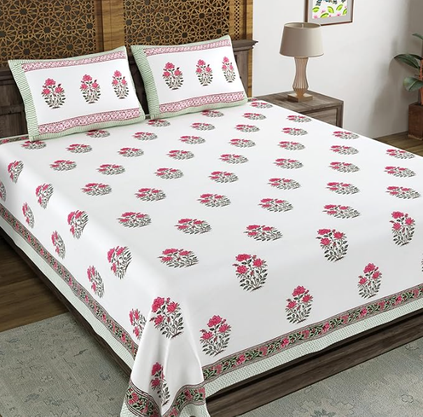 INTERBEST | Block-printed Bedsheets (Single Size, Lightweight)