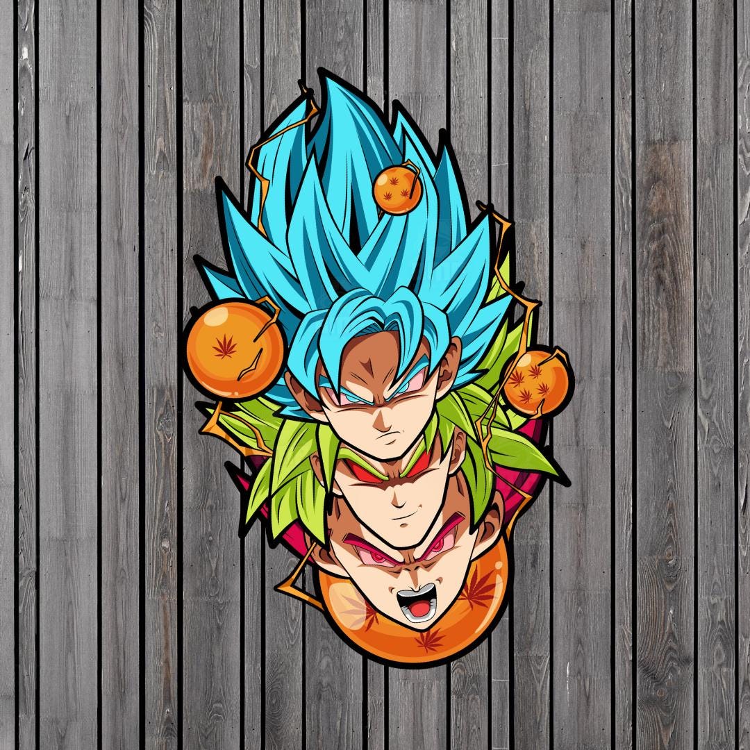 Saiyan Trio Waterproof Anime Sticker 