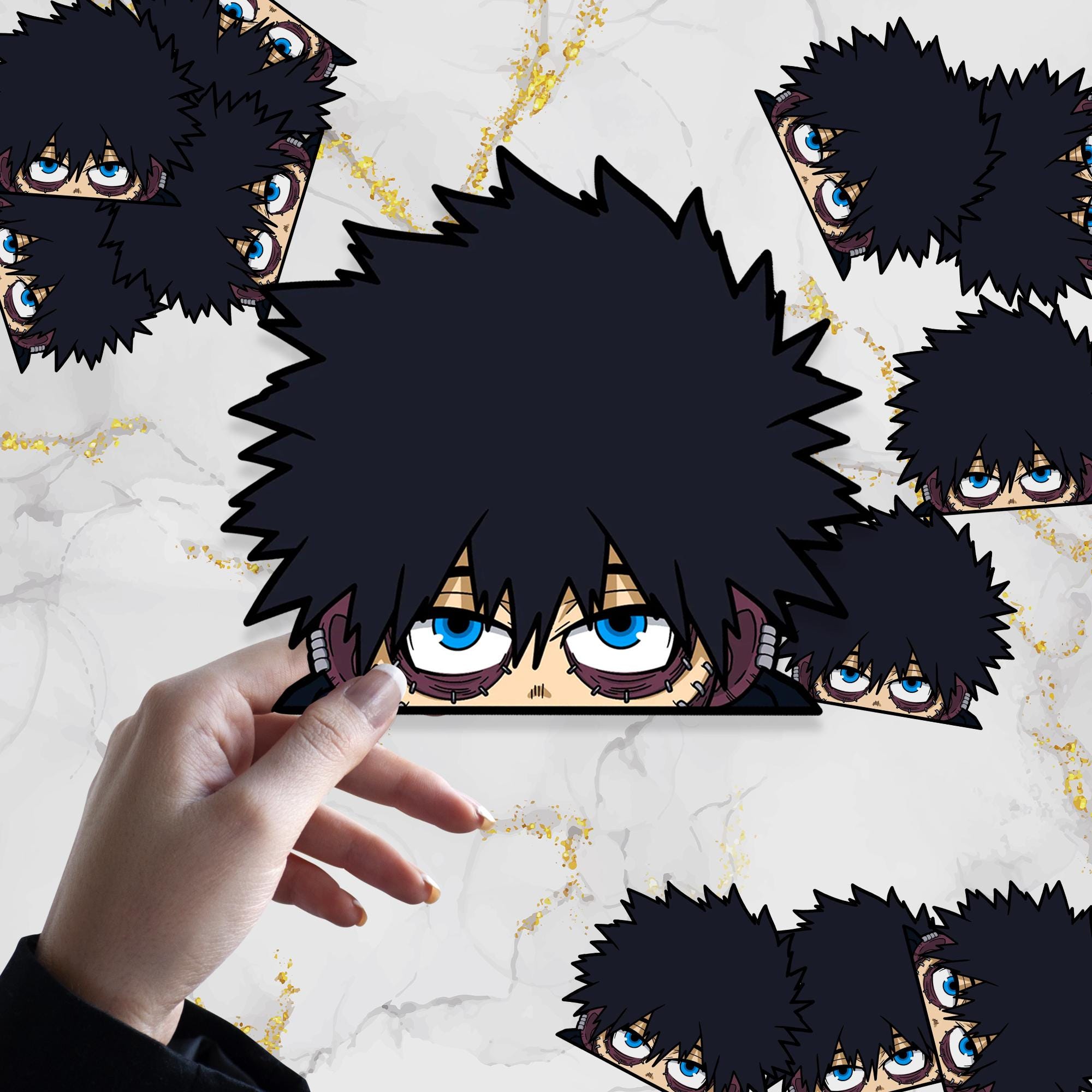 Blue Flame Villain Waterproof Anime Peeker Sticker