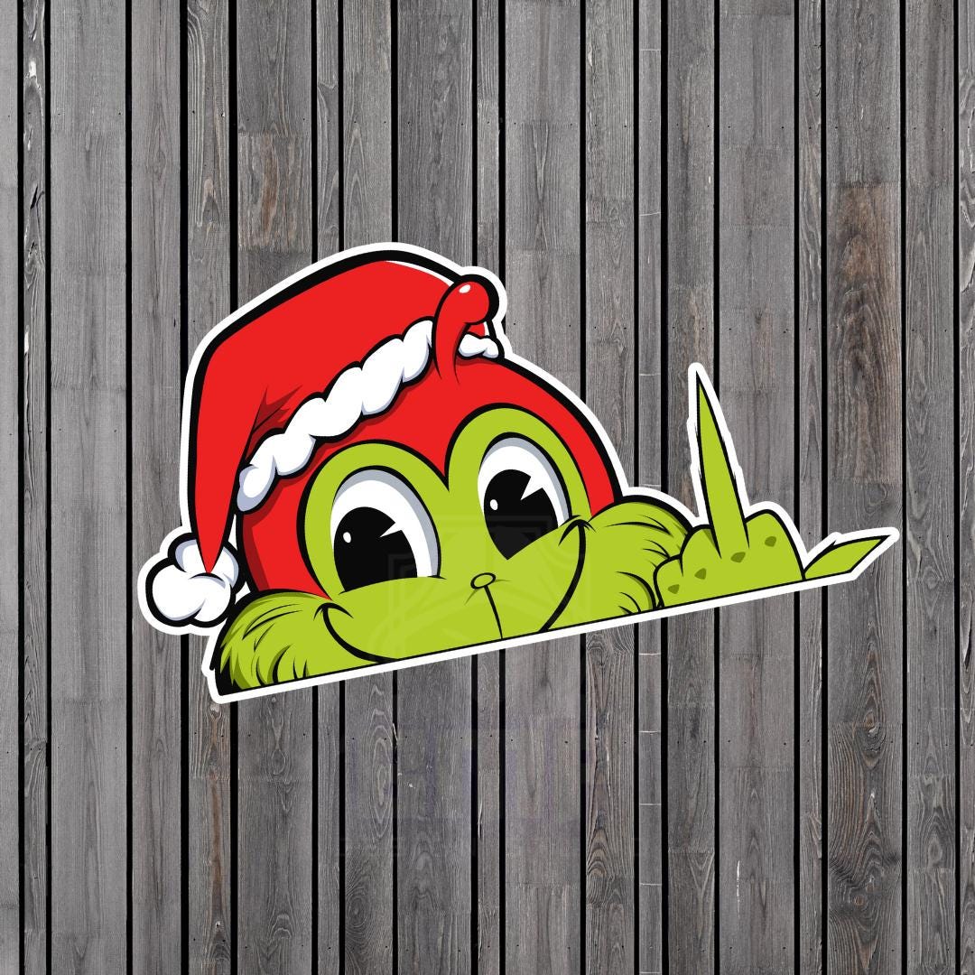 Grinch Jollibee Middle Finger Peeker Sticker