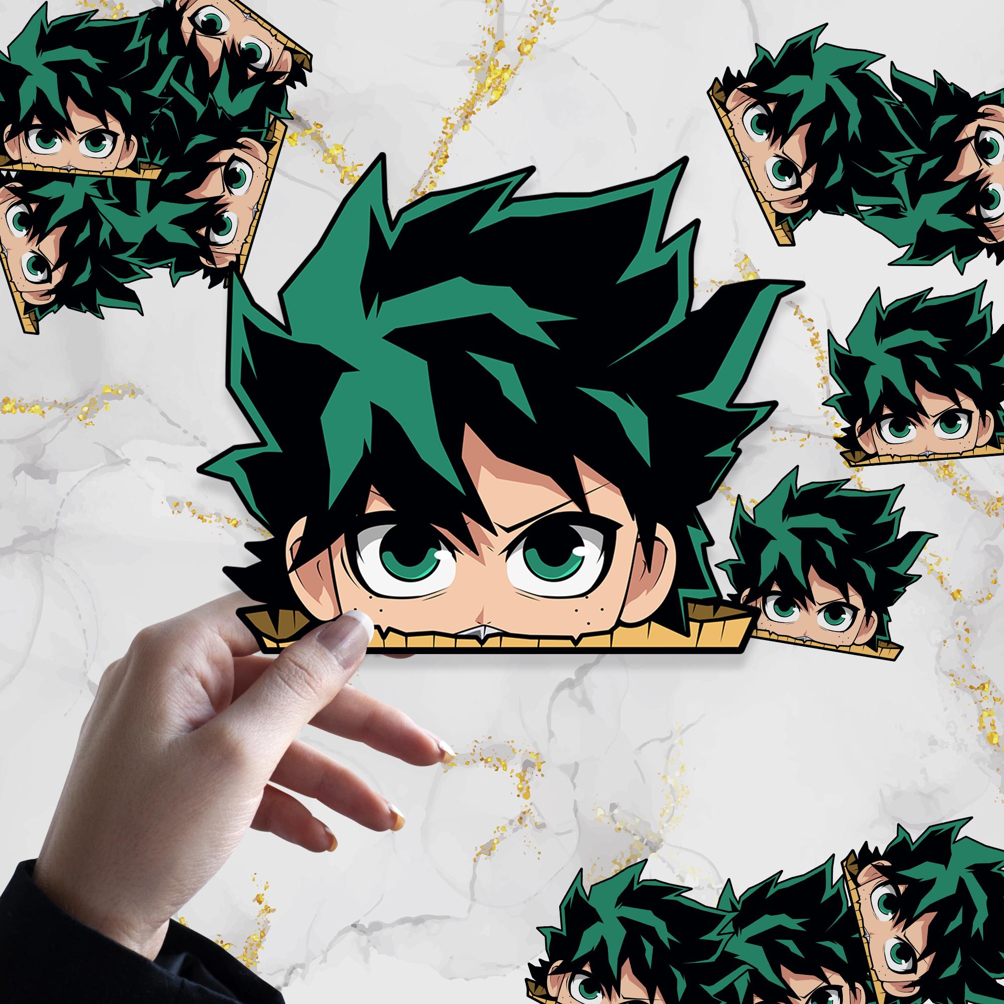 Green Hero Waterproof Anime Peeker Sticker 