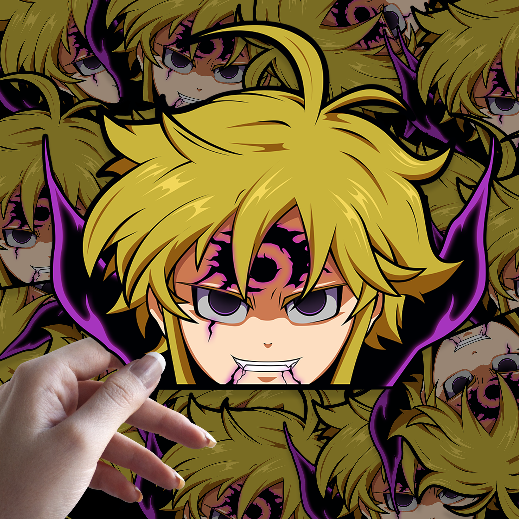 Cursed Fang Waterproof Anime Peeker Sticker 
