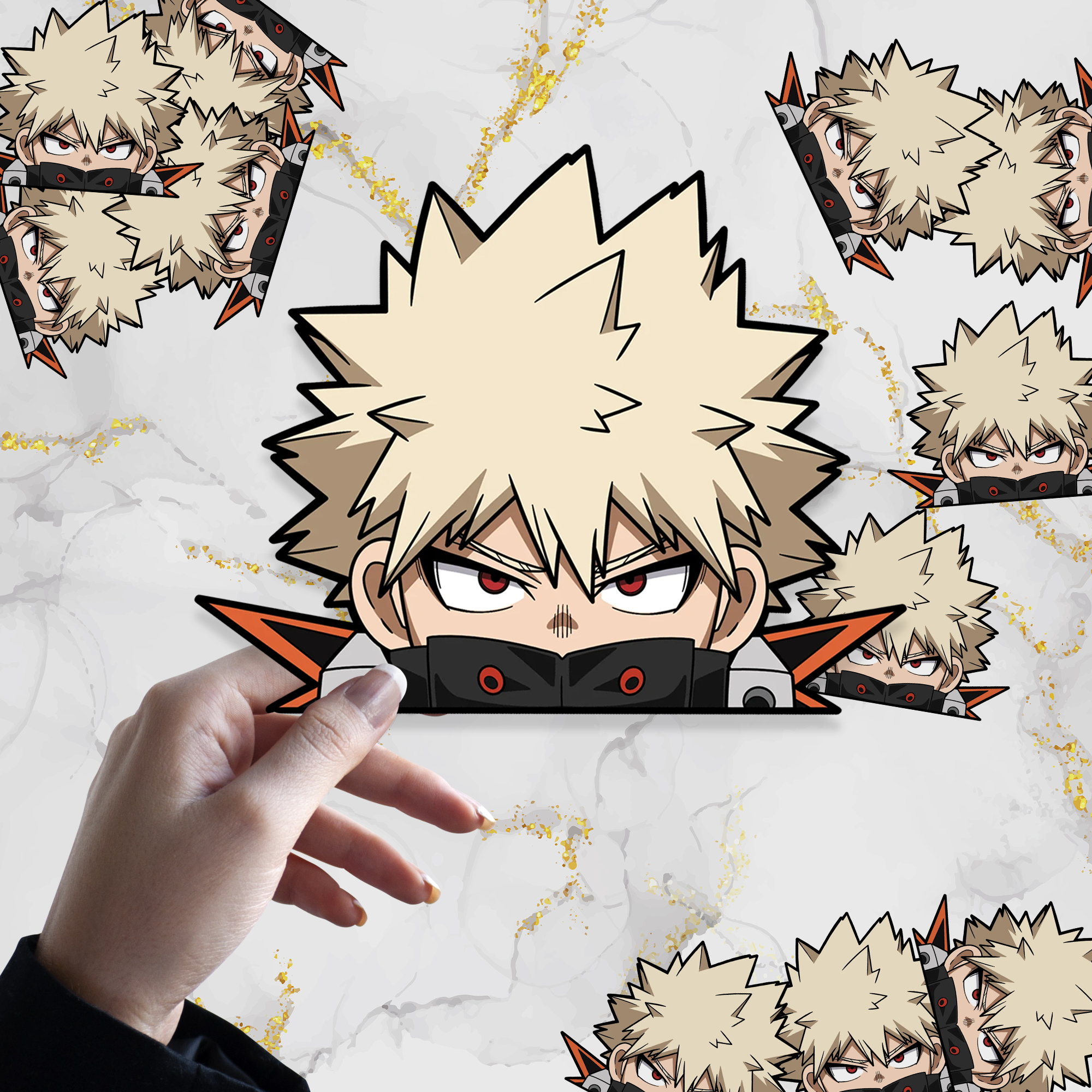 Explosive Hero Waterproof Anime Peeker Sticker