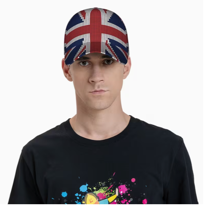 England Flag Checkered Baseball Cap – Adjustable Snapback