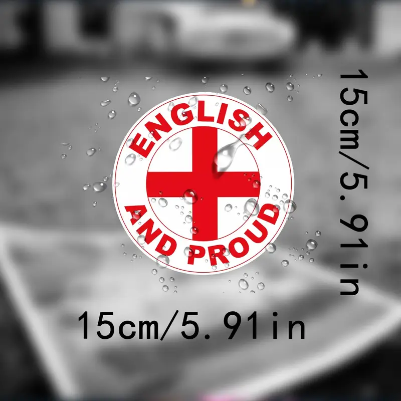 English and Proud - Bold Red Lettering with St. George's Cross, Waterproof Vinyl Decal
