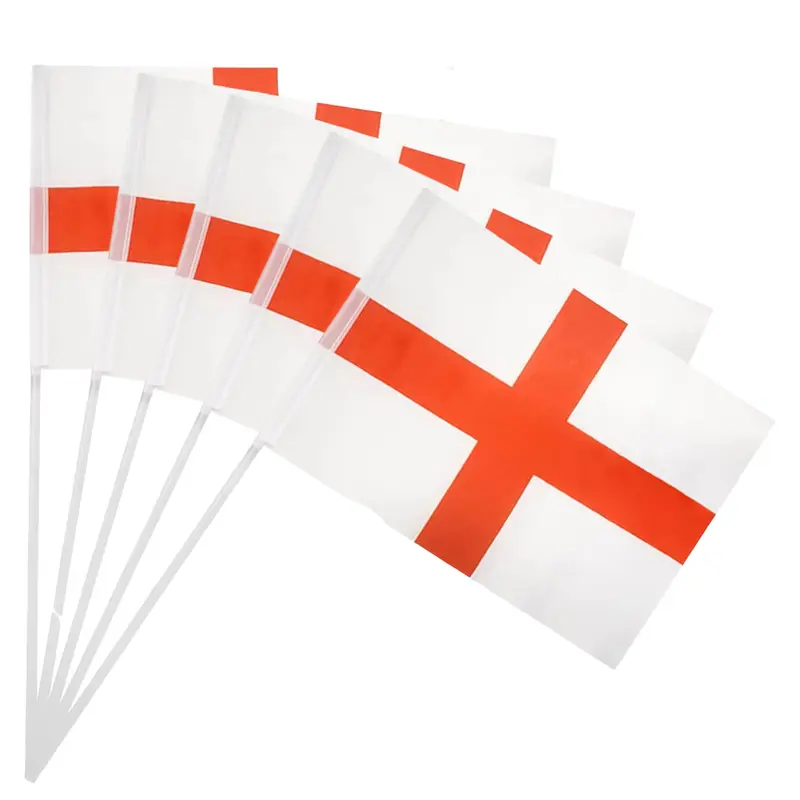 England Hand Flags – Pack of 5 | 30cm x 20cm with White Pole