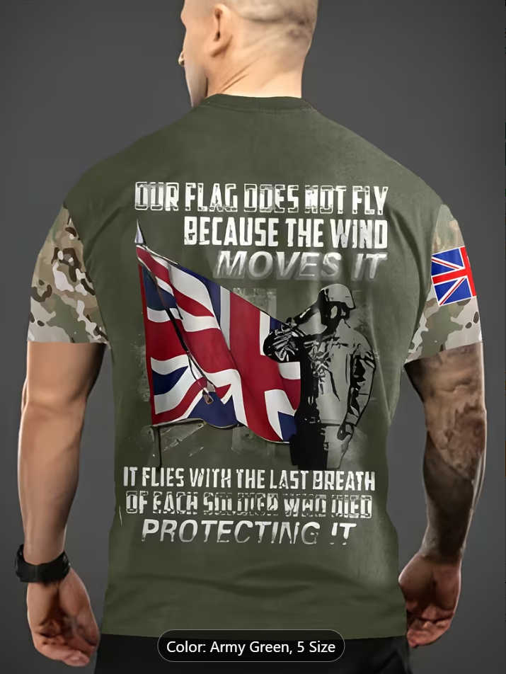 Military Style Skull Graphic T-Shirt