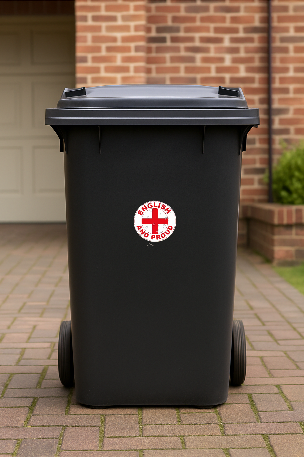 English and Proud - Bold Red Lettering with St. George's Cross, Waterproof Vinyl Decal