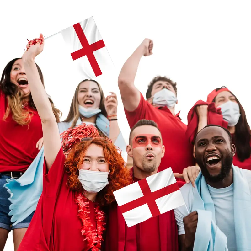 England Hand Flags – Pack of 5 | 30cm x 20cm with White Pole