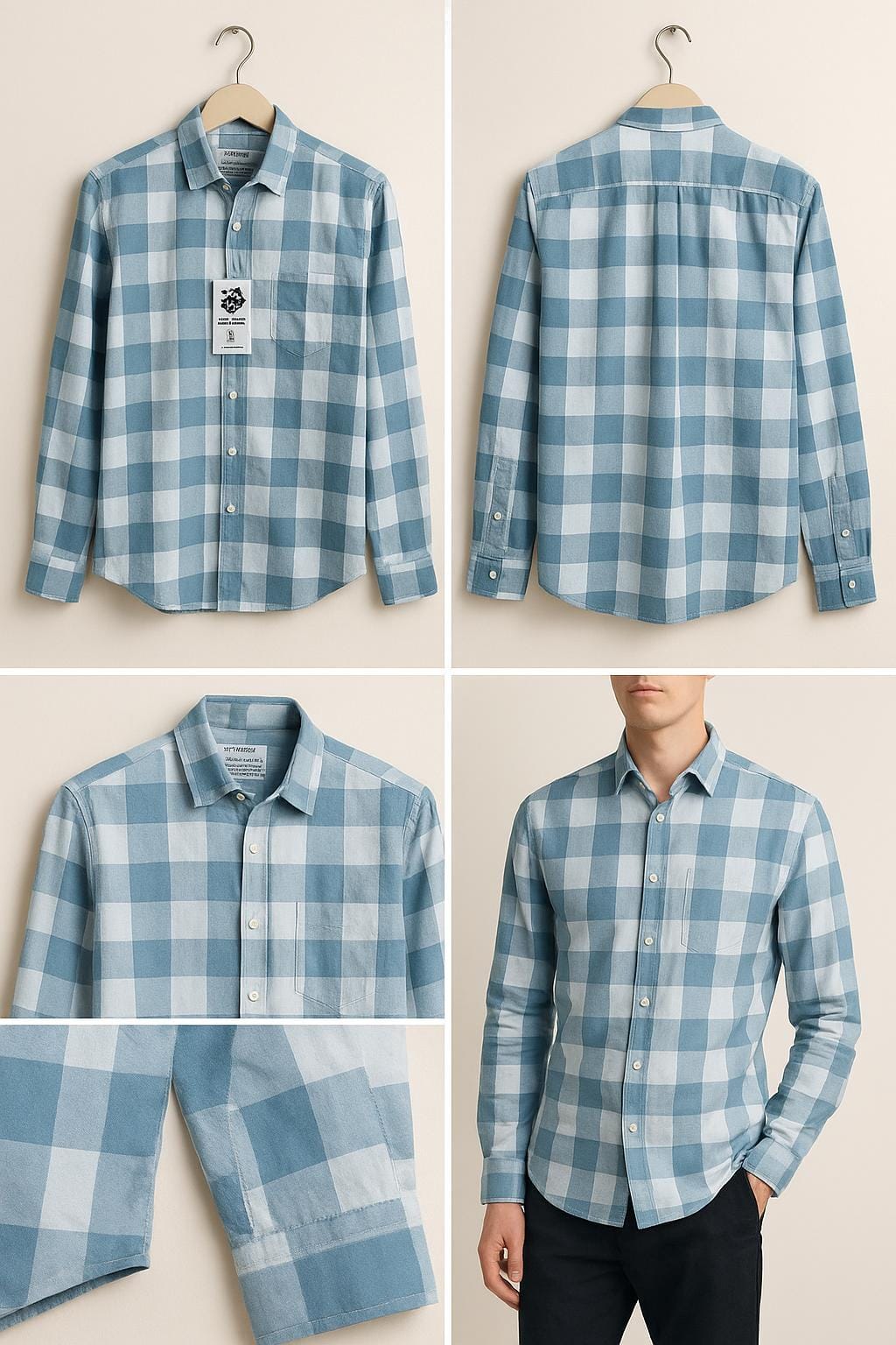 Blue Checkered Button-Up Shirt