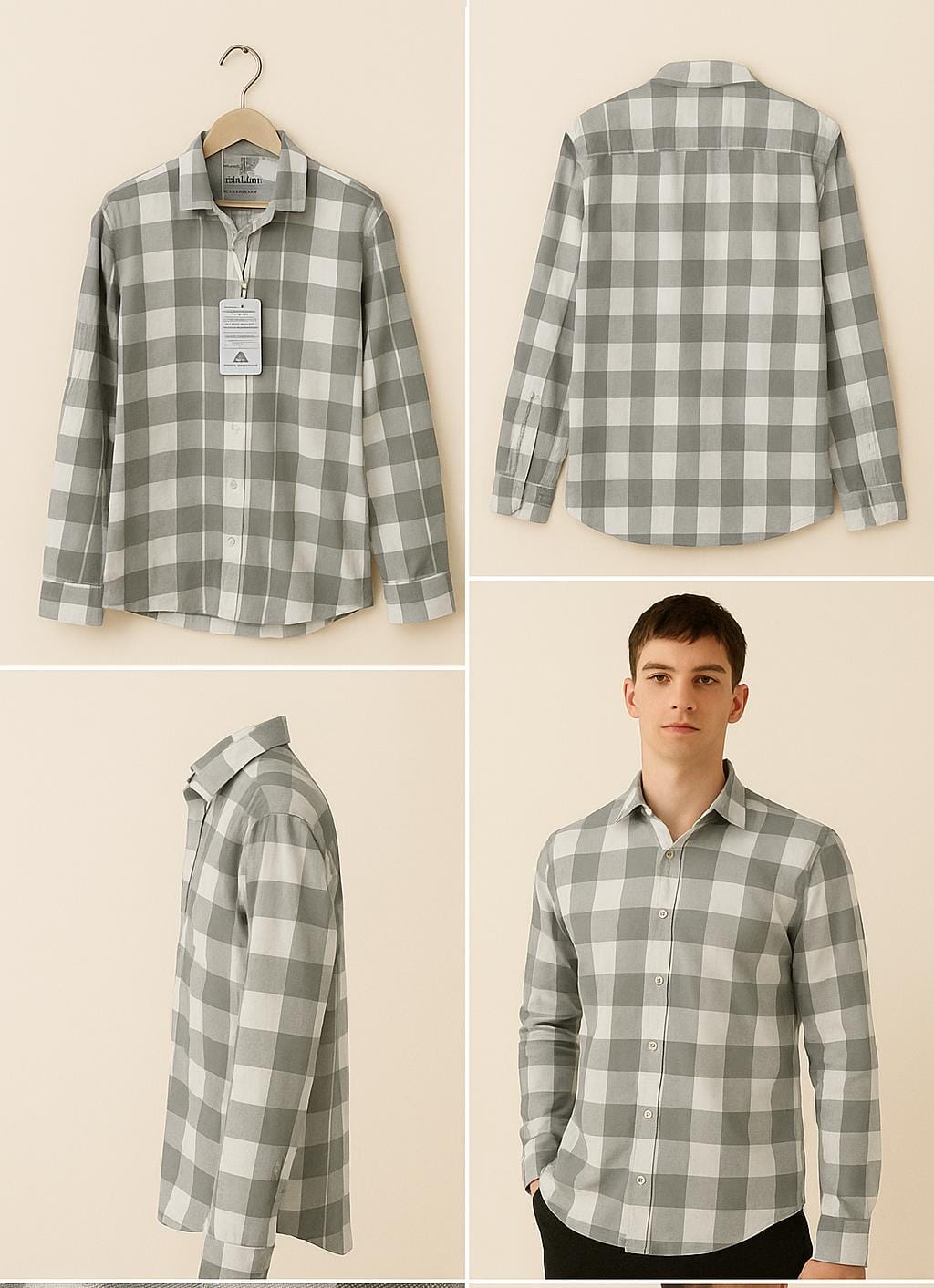 Men's Gray Checkered Shirt