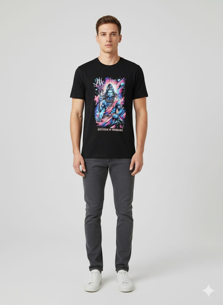 SHIVA  Print Black T-Shirt