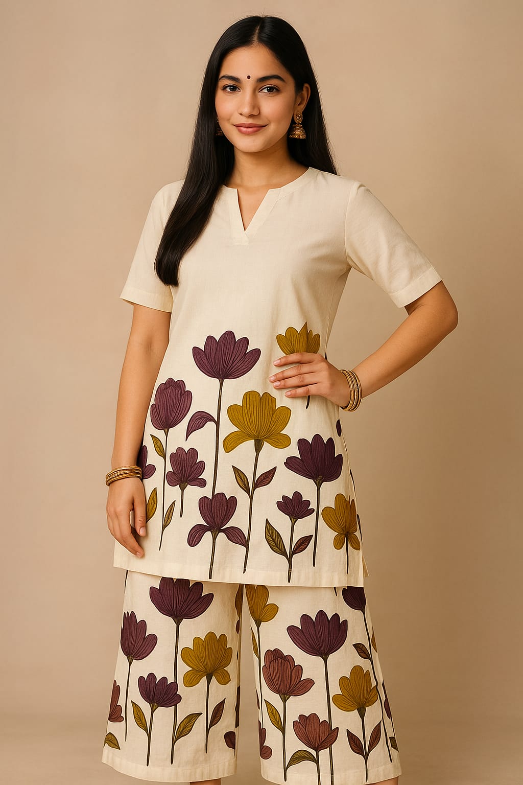 Floral Printed Kurti and Palazzo Set