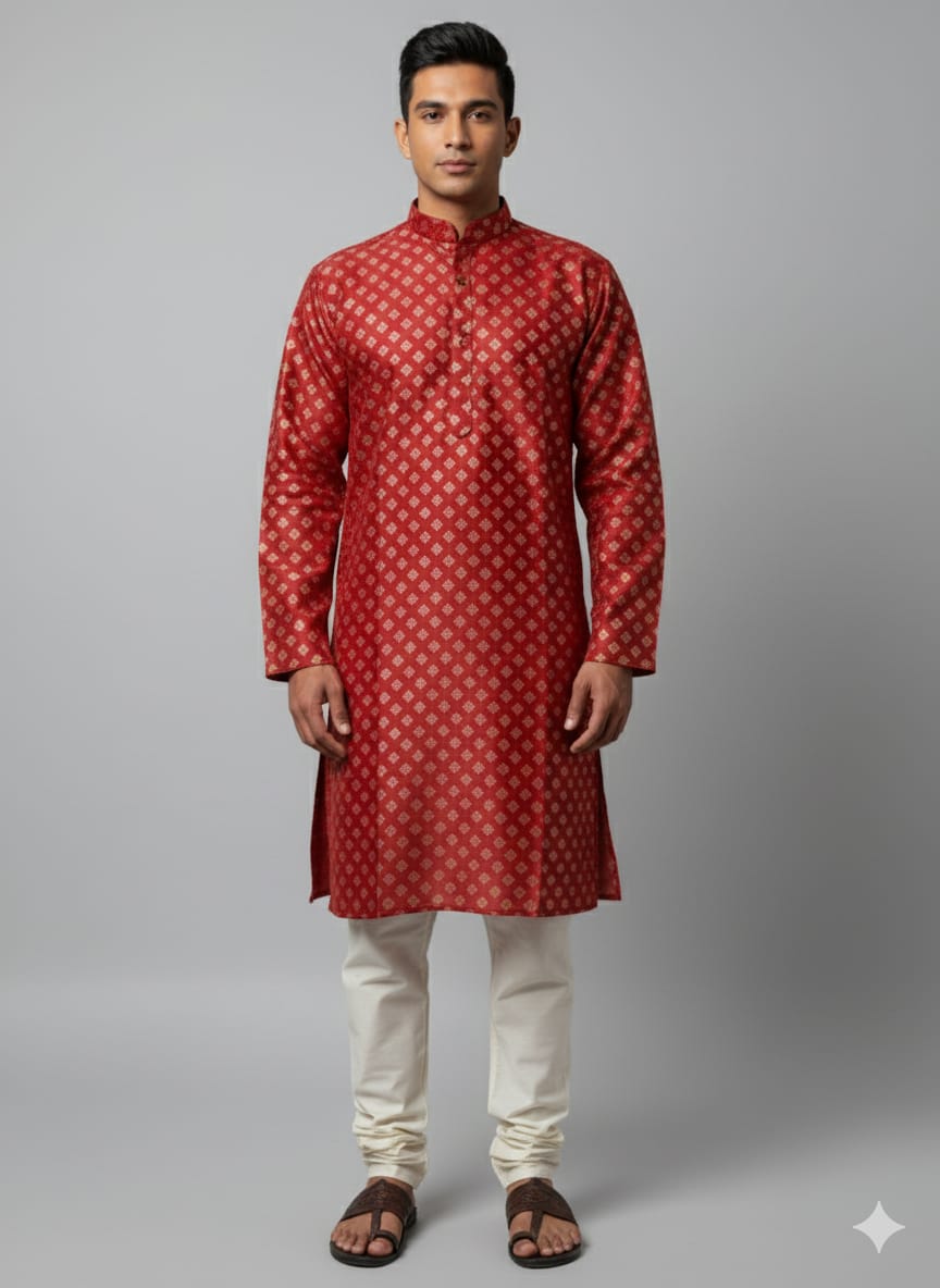 Red Silk Kurta