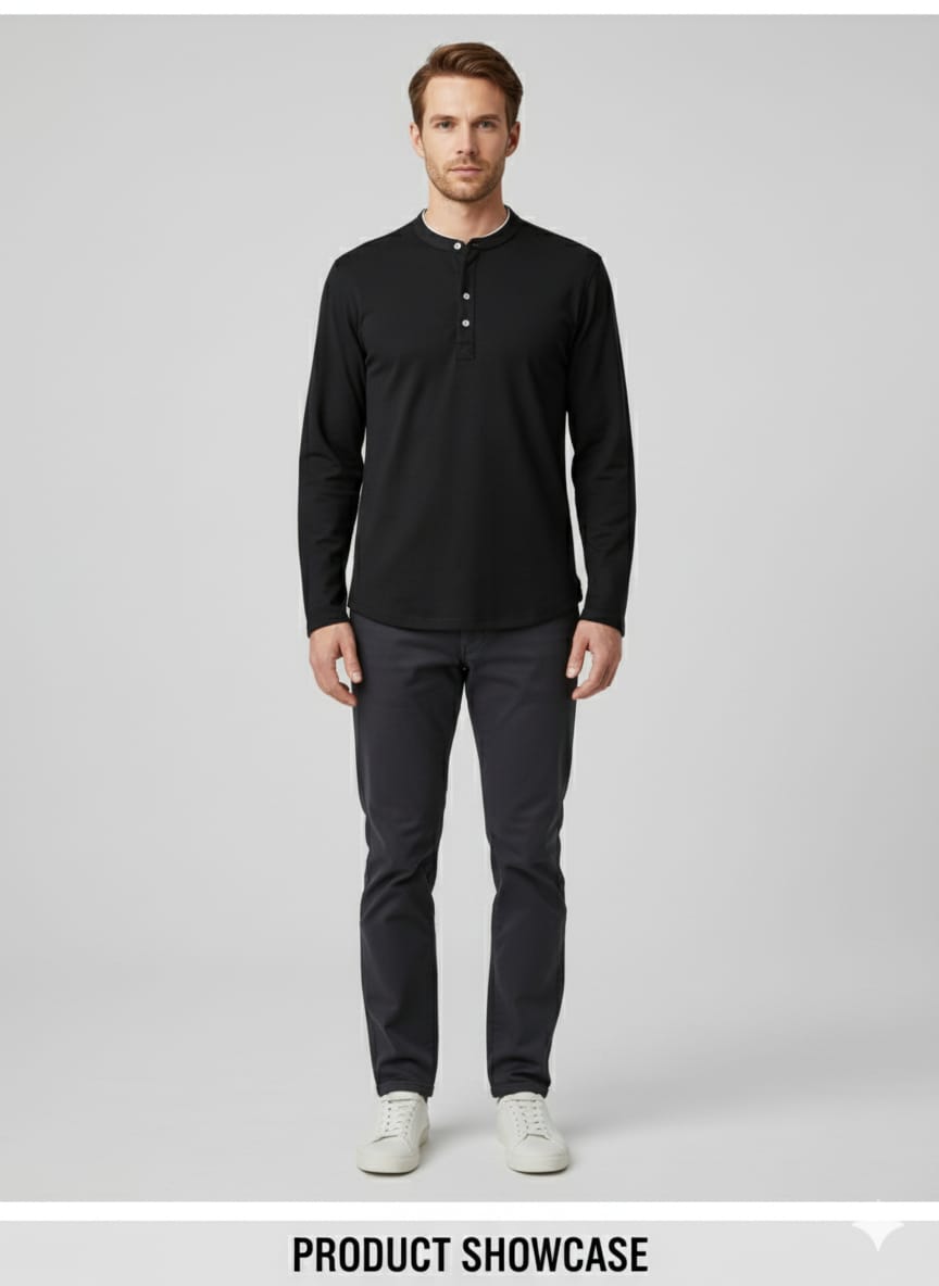 Men's Black Henley Shirt