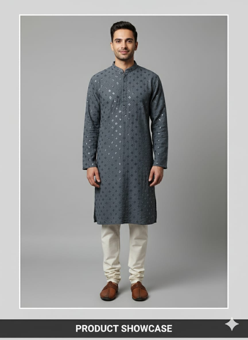 Men's Chicken Embroidered Kurta Set
