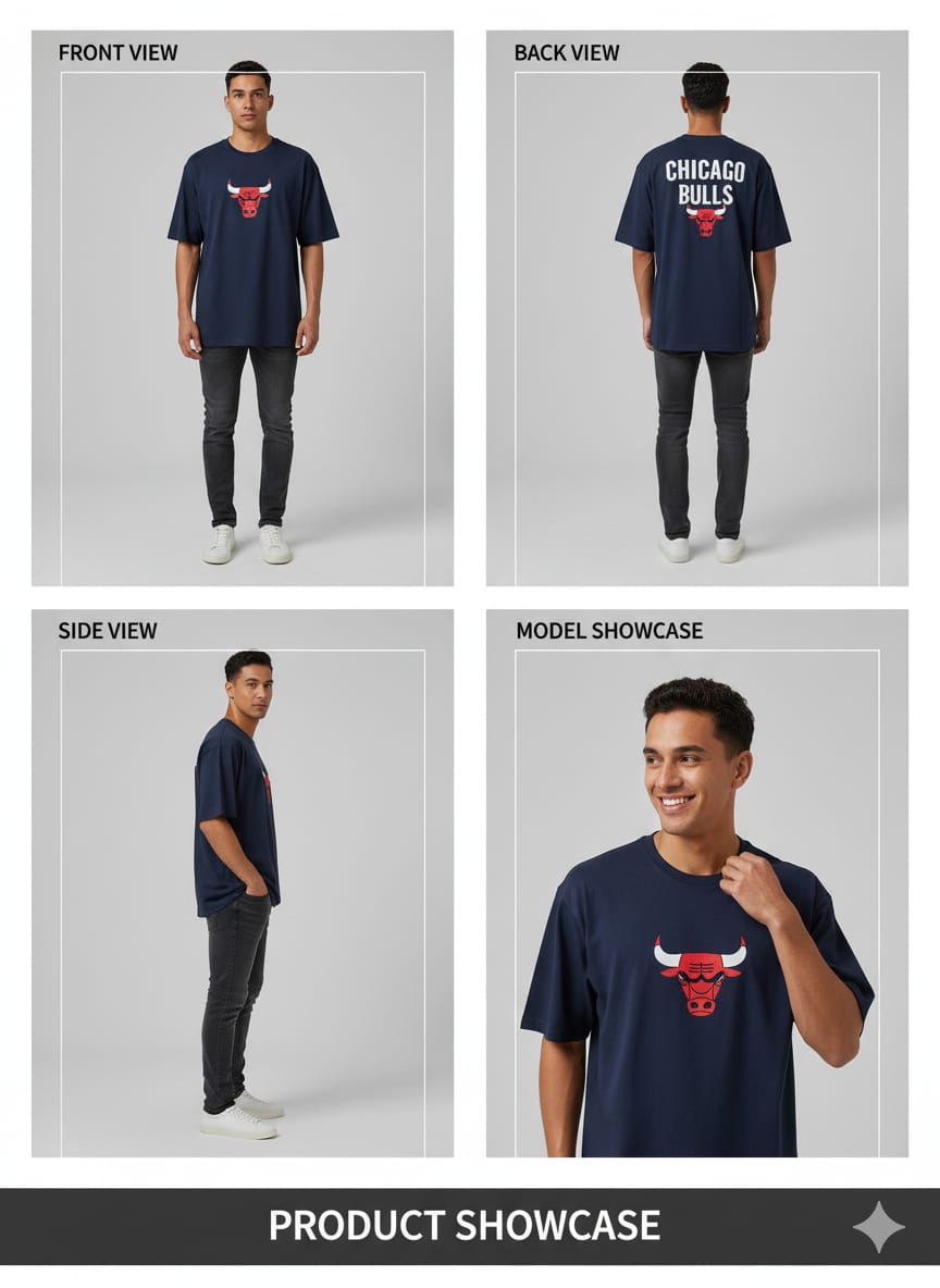 Navy Blue Bull Print T-Shirt