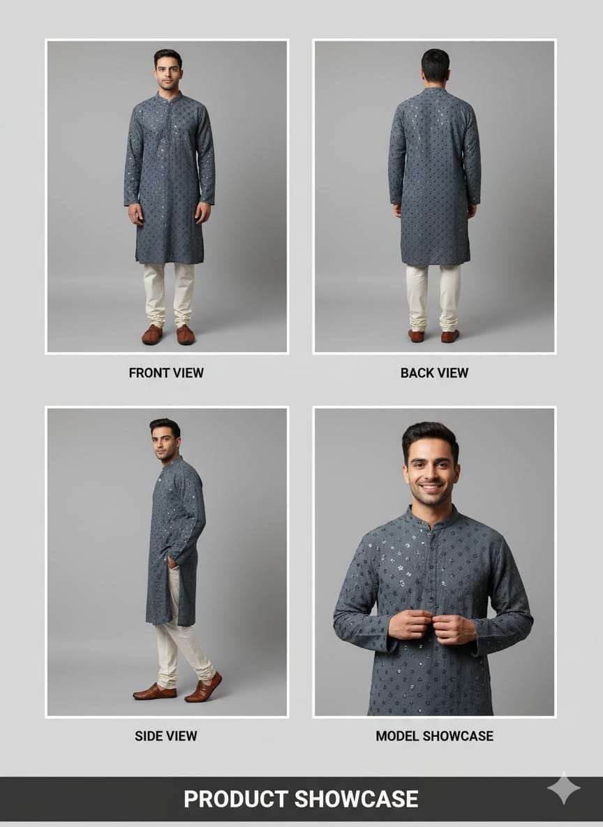 Men's Chicken Embroidered Kurta Set
