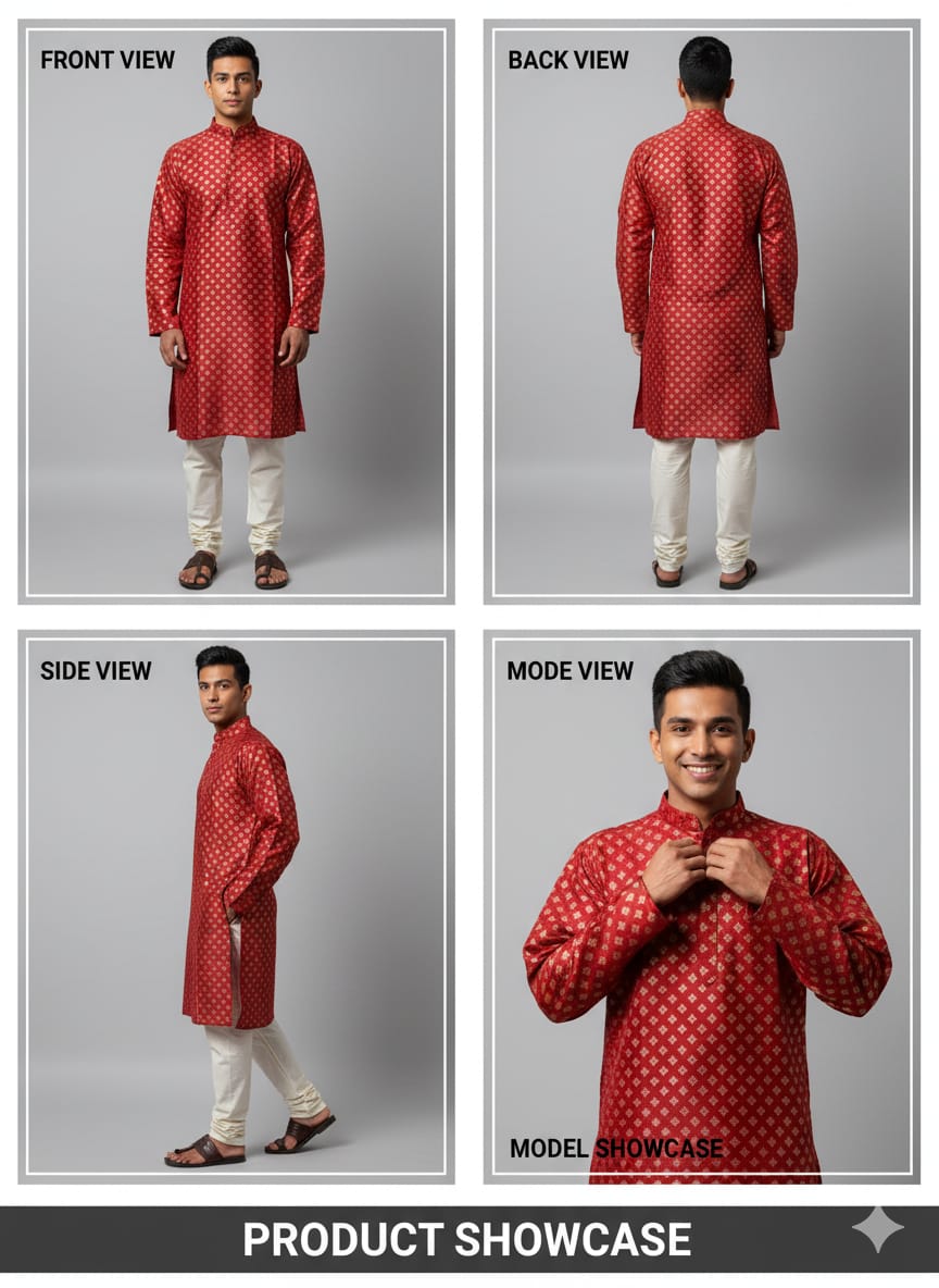Red Silk Kurta