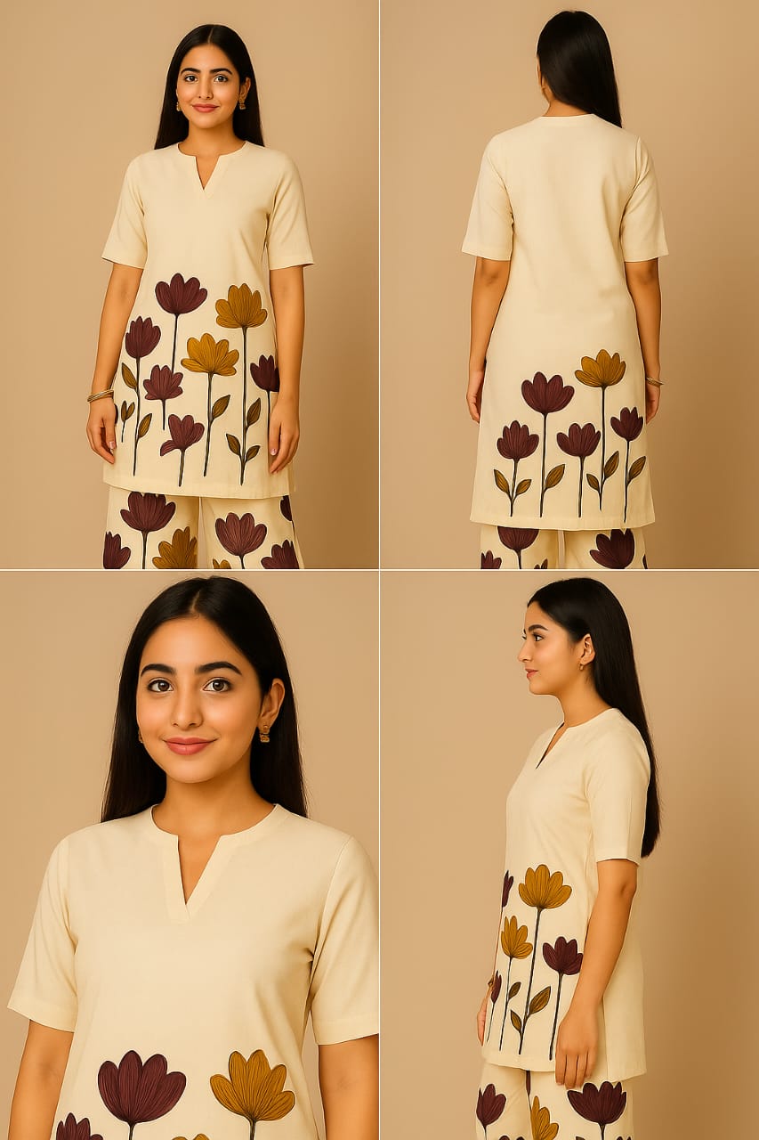 Floral Printed Kurti and Palazzo Set
