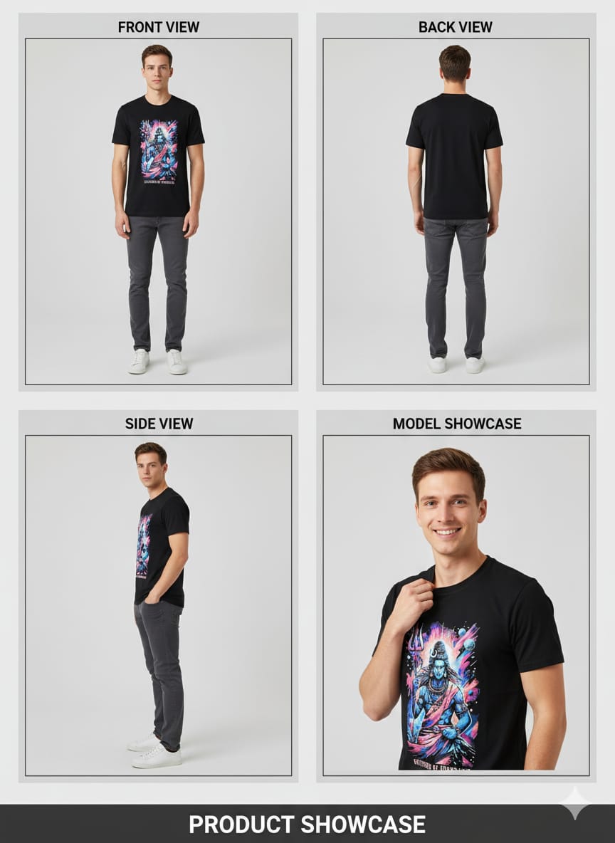 SHIVA  Print Black T-Shirt