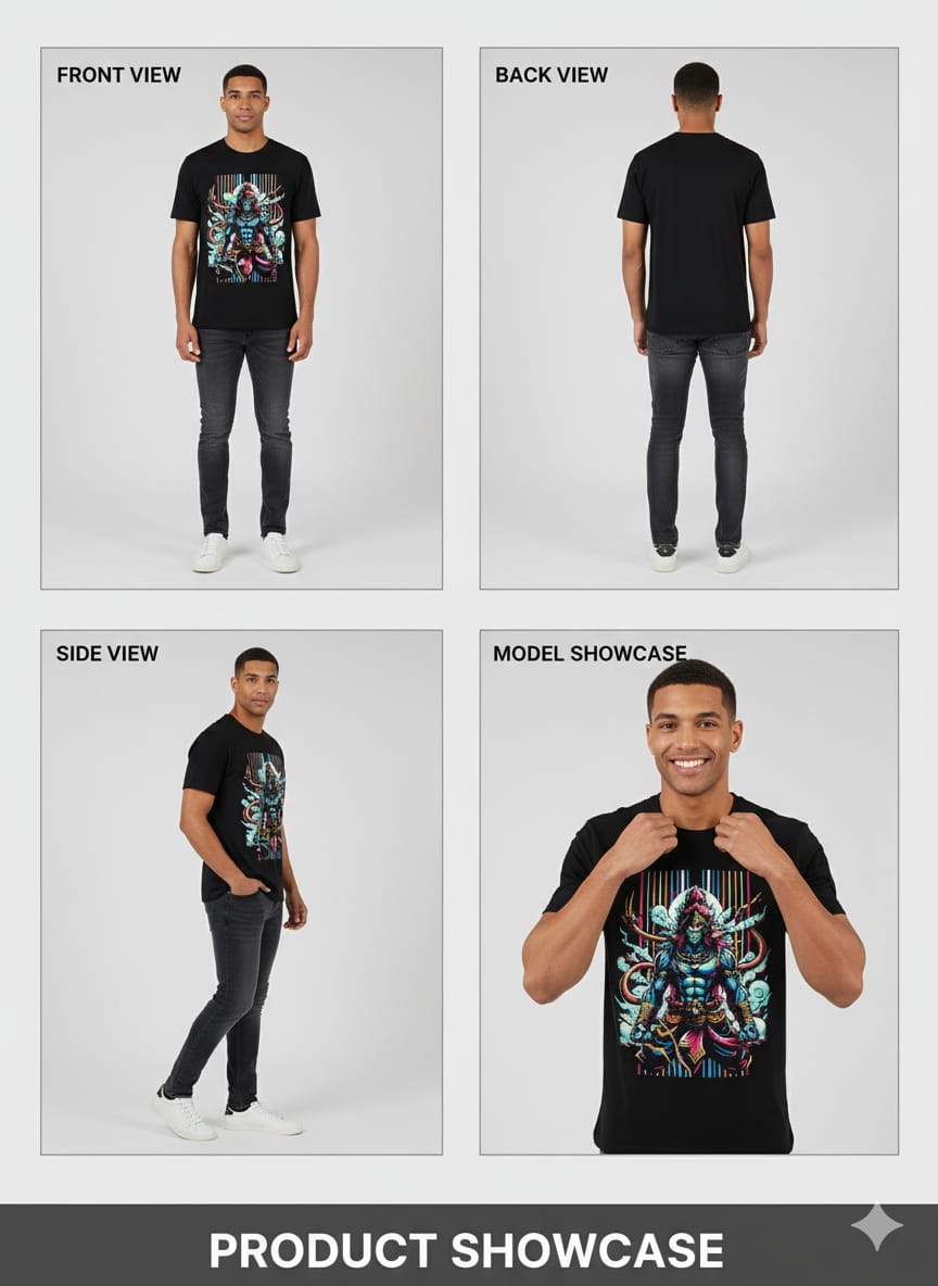 Lord Hanuman Printed Black T-Shirt