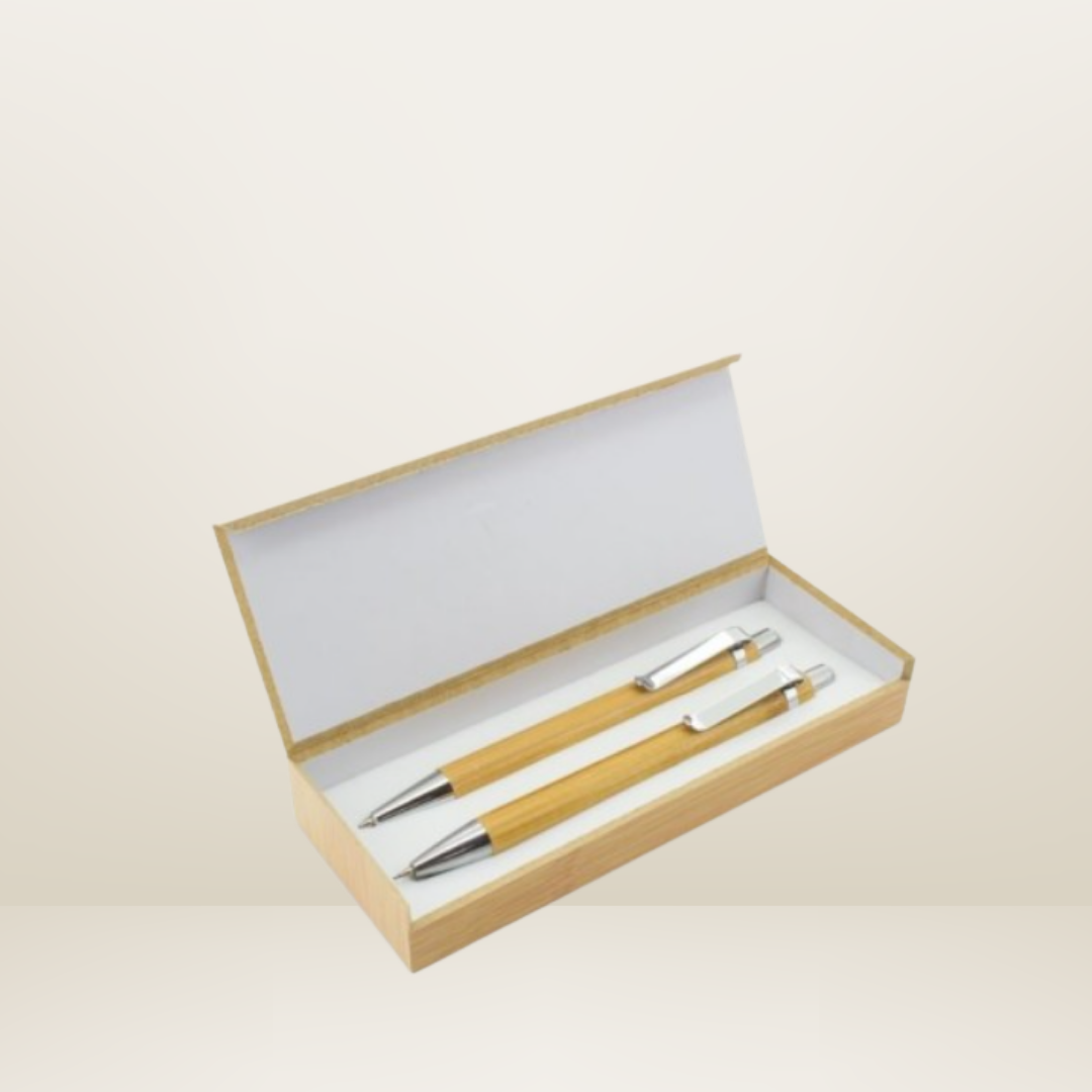 Set de bolígrafo y lápiz de bambú