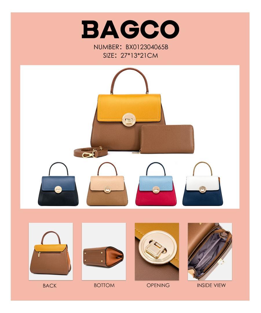 Two-Tone Leather Handbag Set