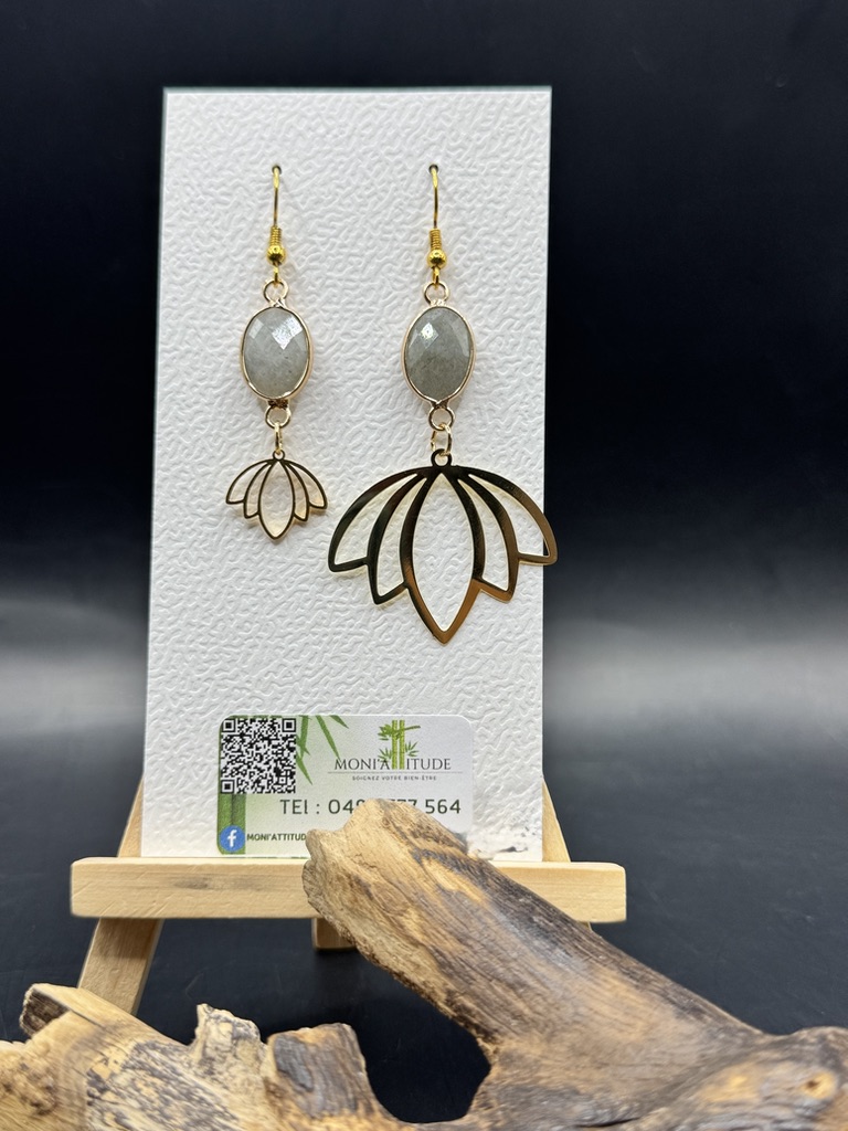 Boucles d’oreilles en pierre naturelle et métal doré