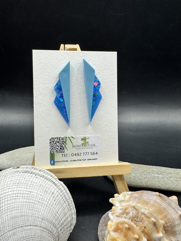 Boucles d’oreilles bleu géométriques