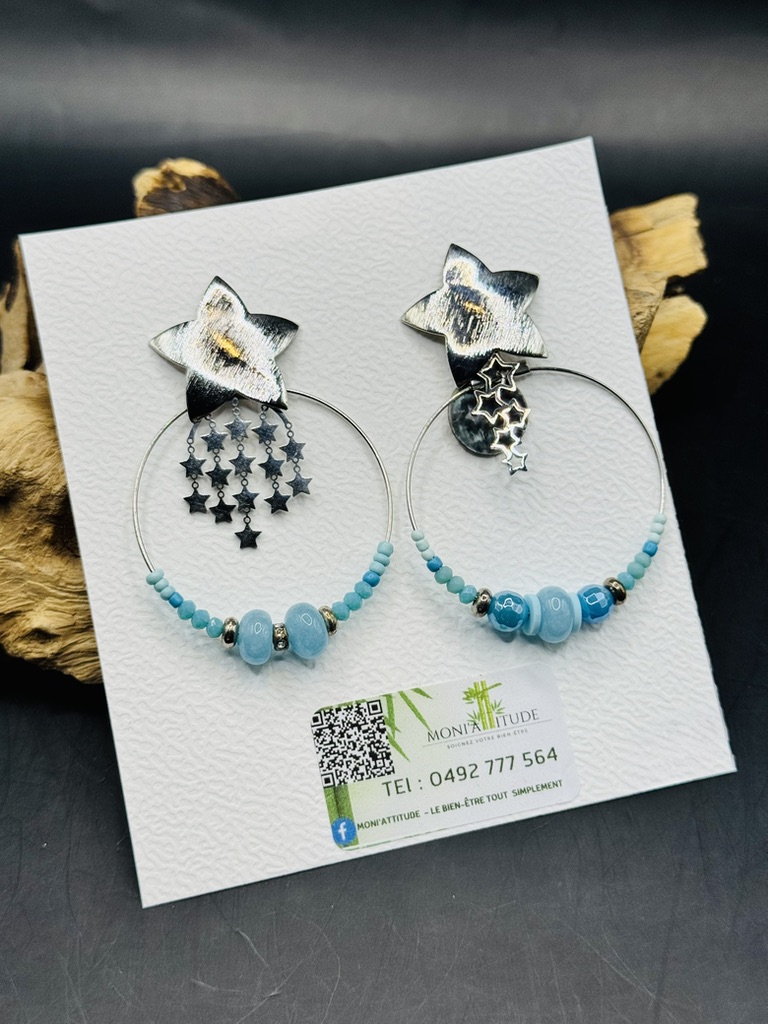 Boucles d'oreilles étoile argentées