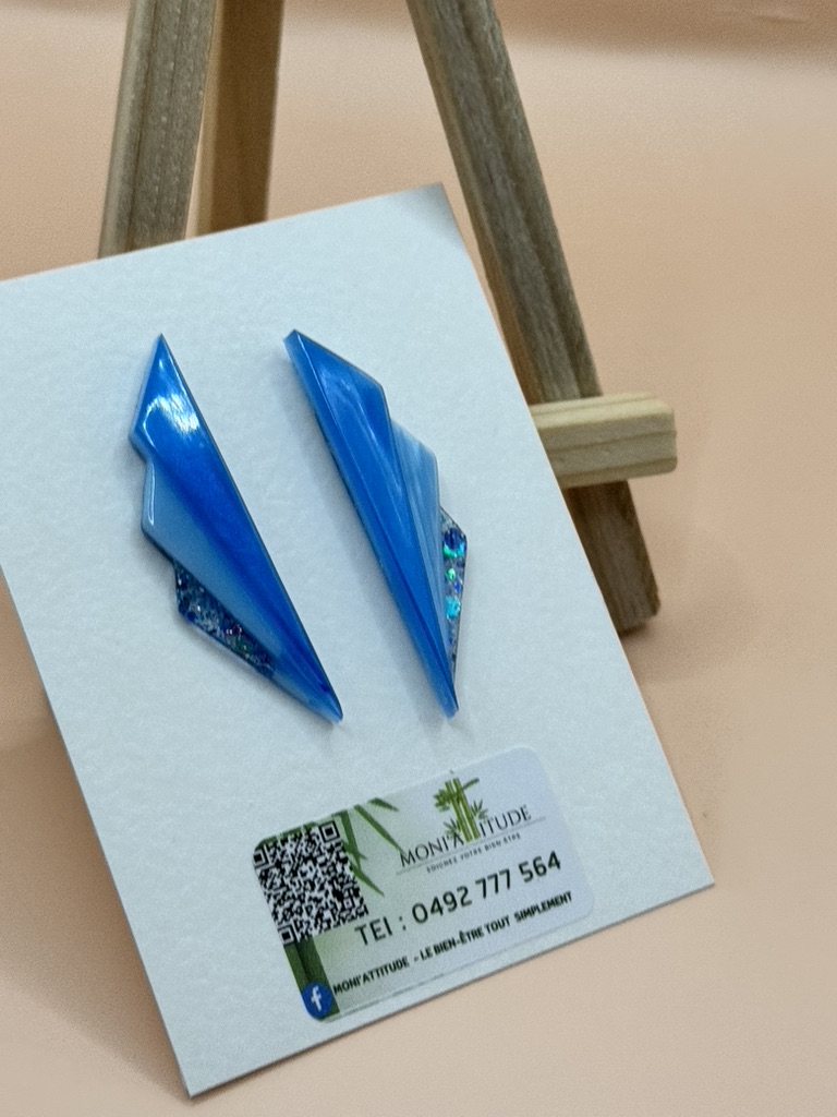 Boucles d'oreilles géométriques bleues