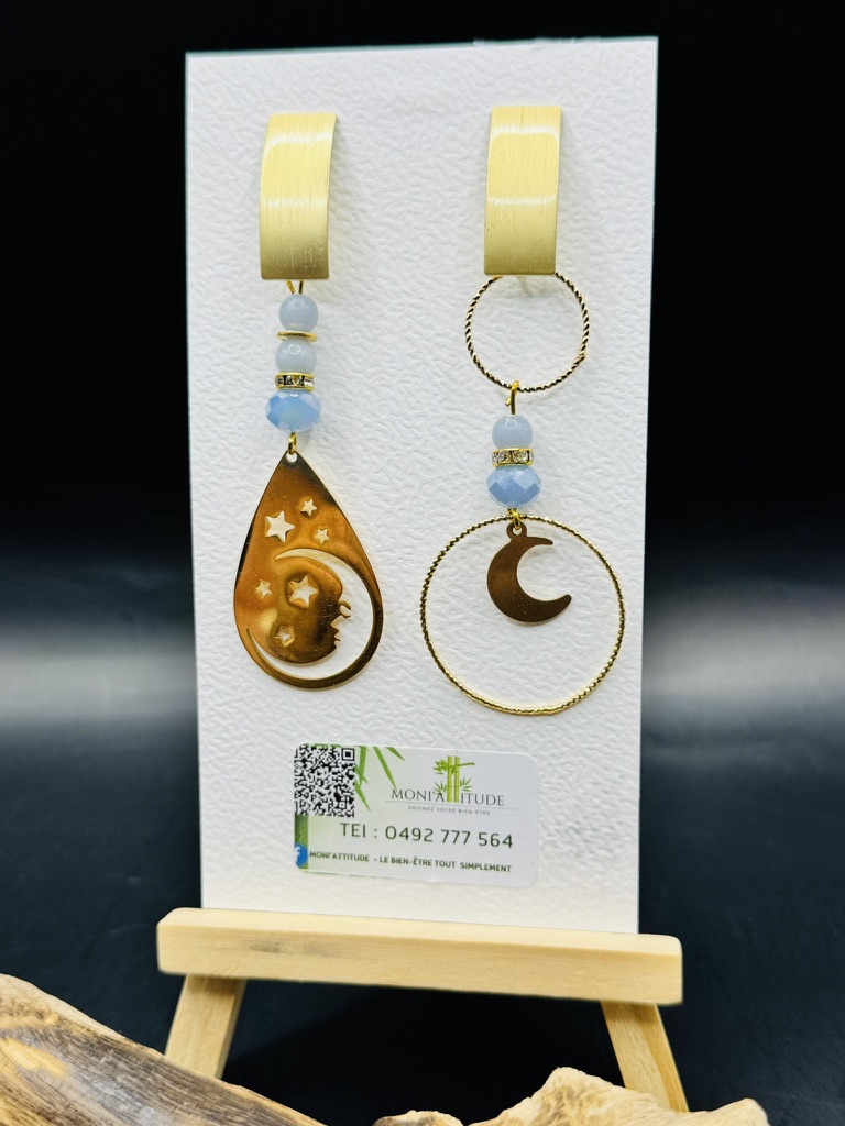 Boucles d'oreilles lune et étoiles