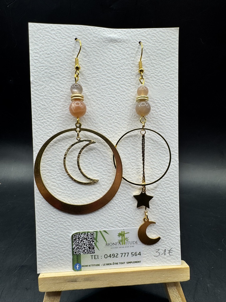 Boucles d’oreilles lunes et étoiles