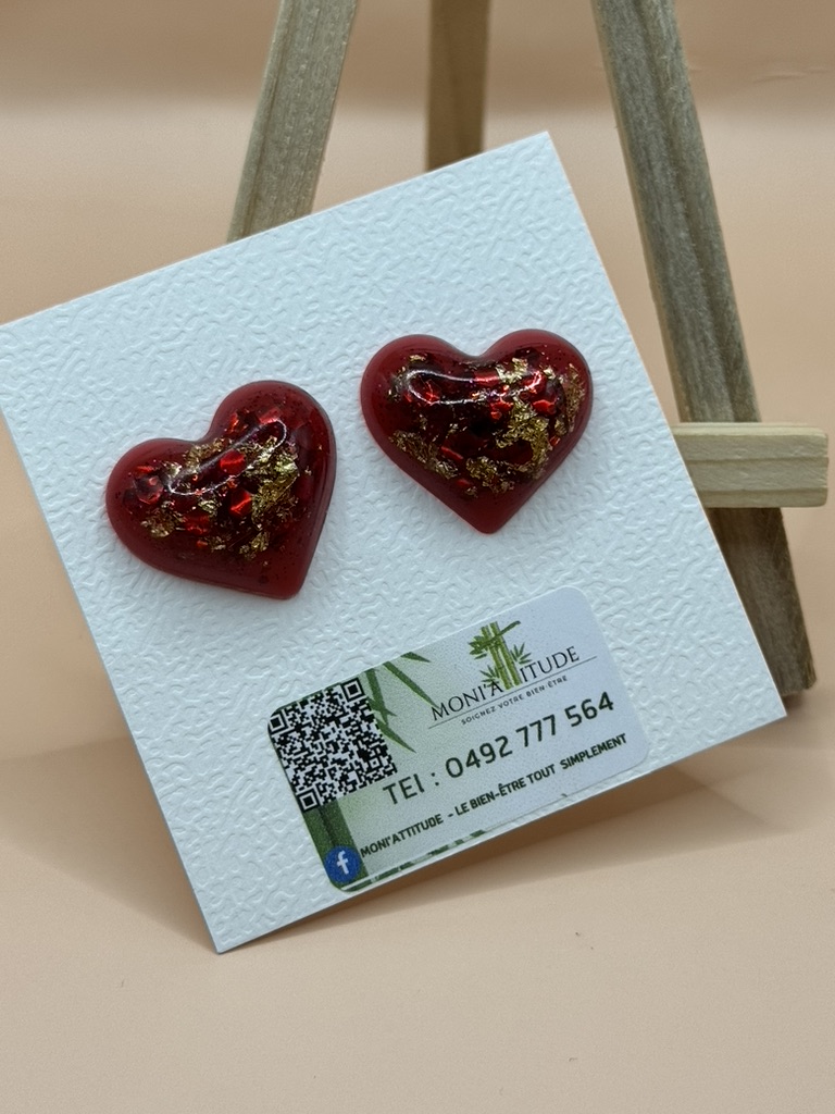 Boucles d'oreilles cœur rouge