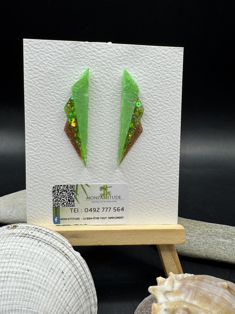 Boucles d'oreilles géométriques vertes