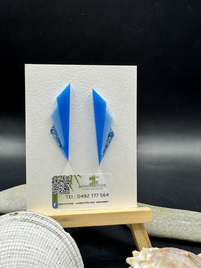 Boucles d'oreilles géométriques bleues