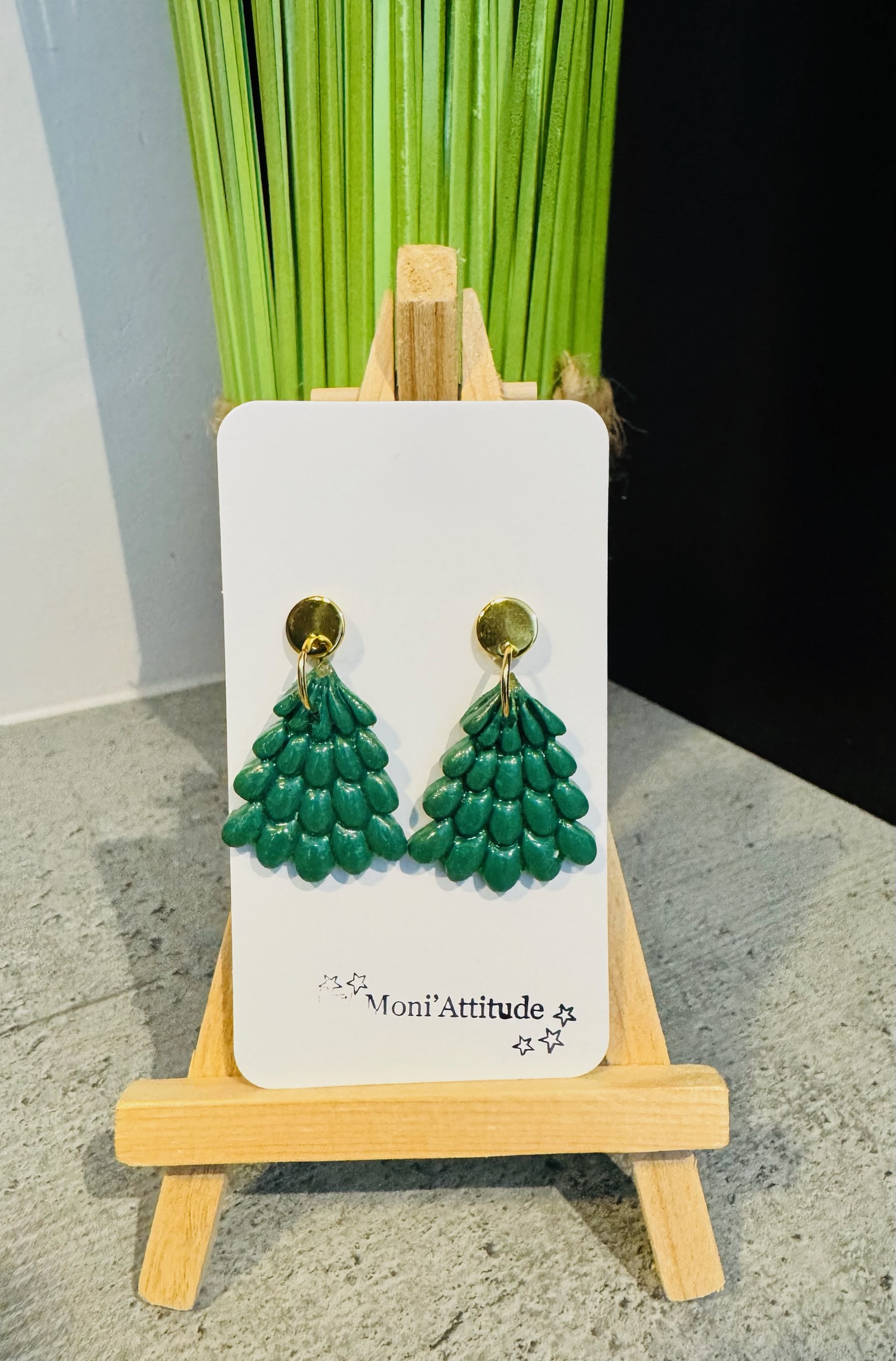 Boucles d’oreilles vertes en forme de goutte