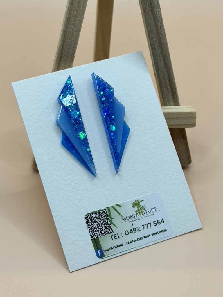 Boucles d'oreilles géométriques bleues