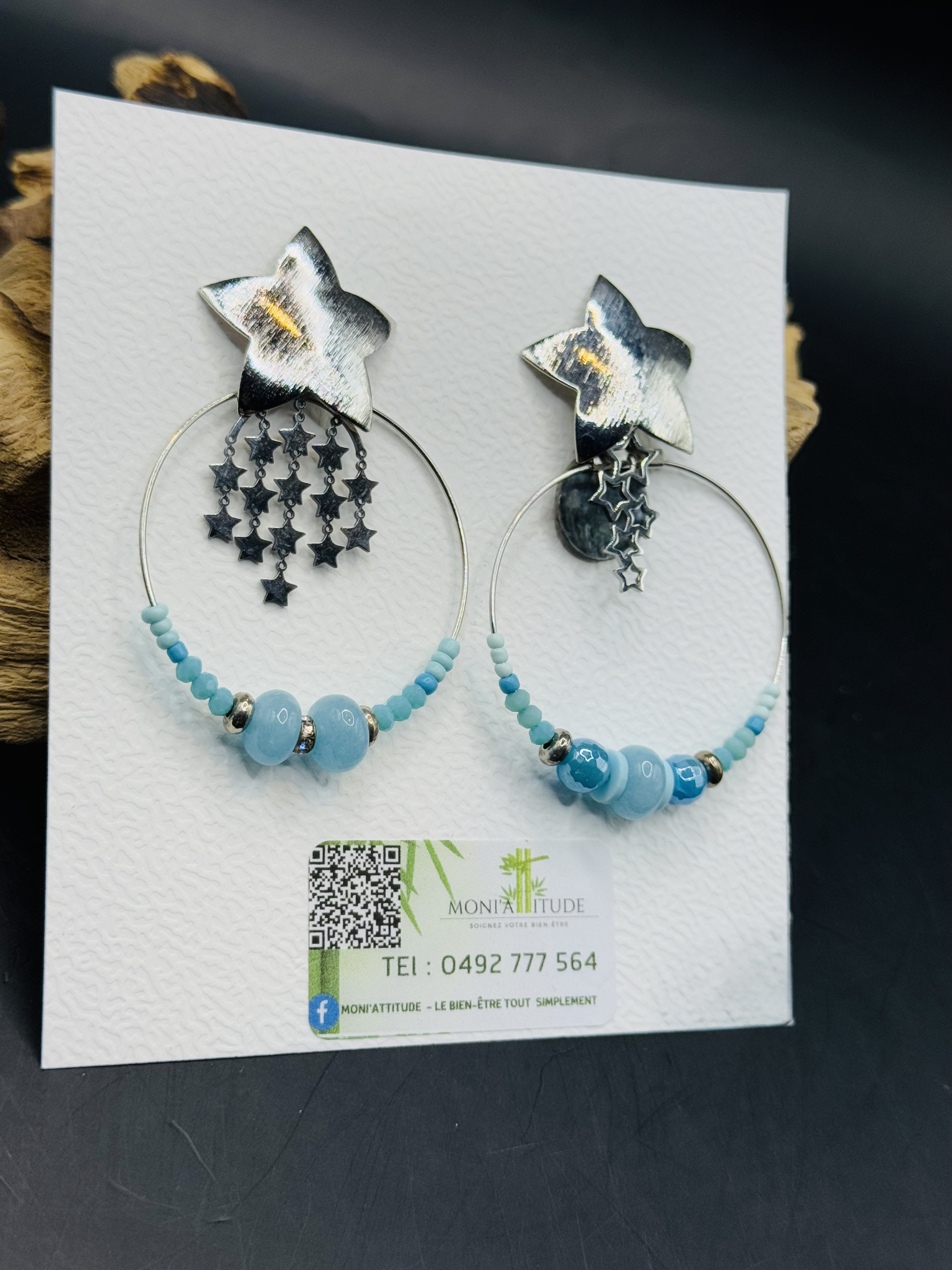 Boucles d'oreilles étoile argentée